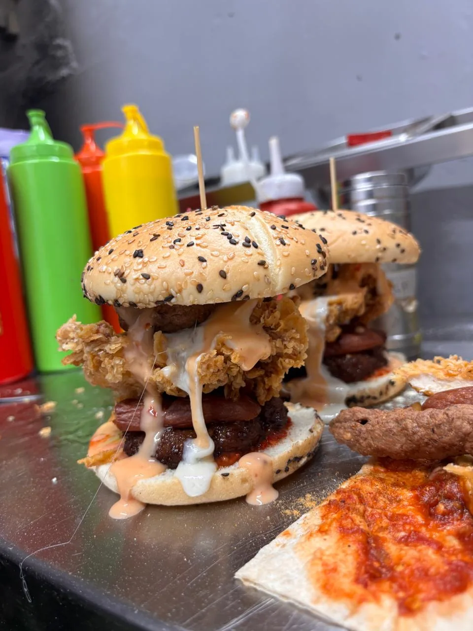 Grilled burgers ready to serve
